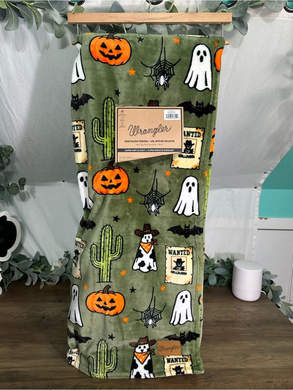 Wrangler Green Halloween Plush Throw Blanket